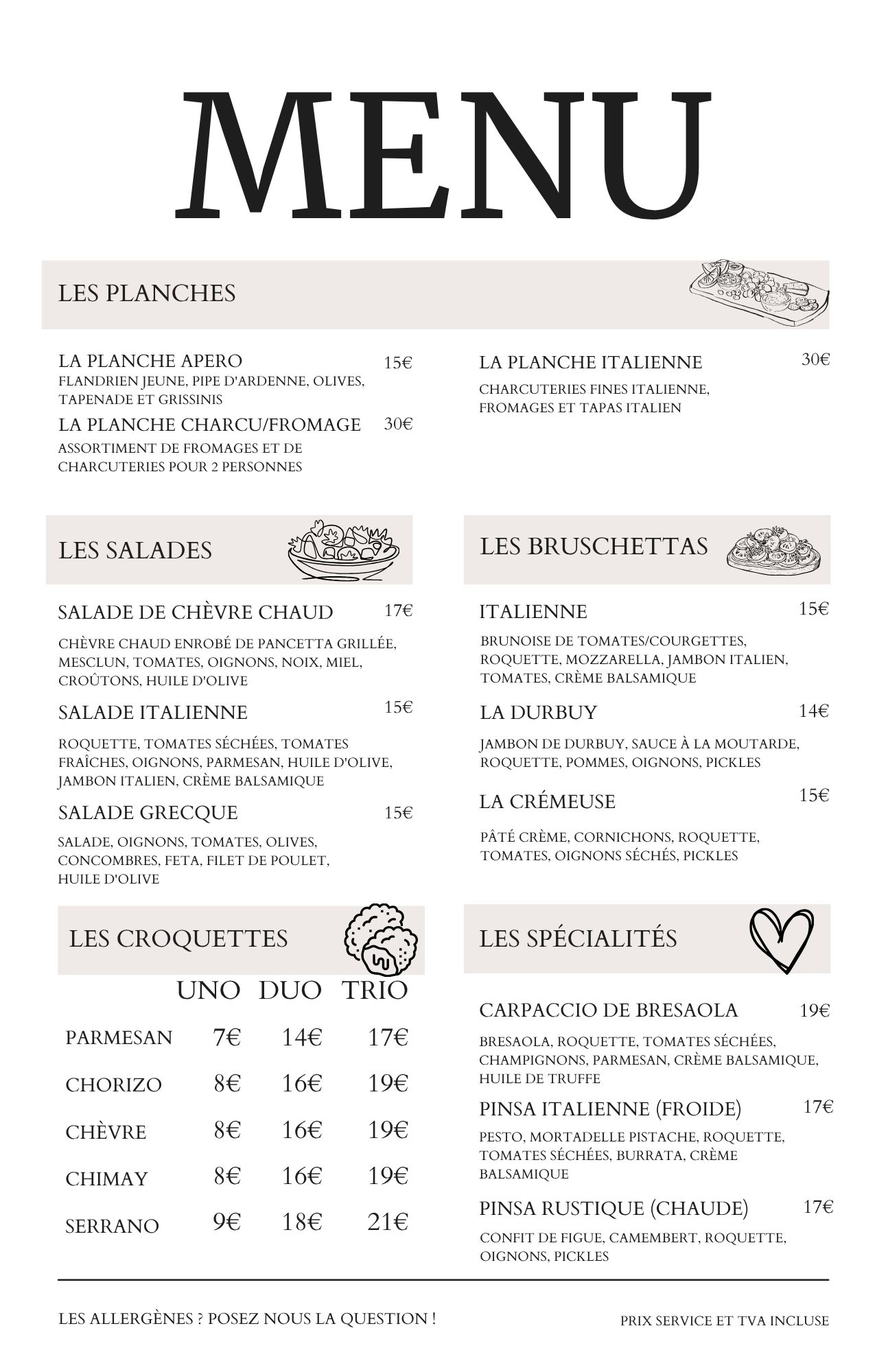 Menu temps de midi 1