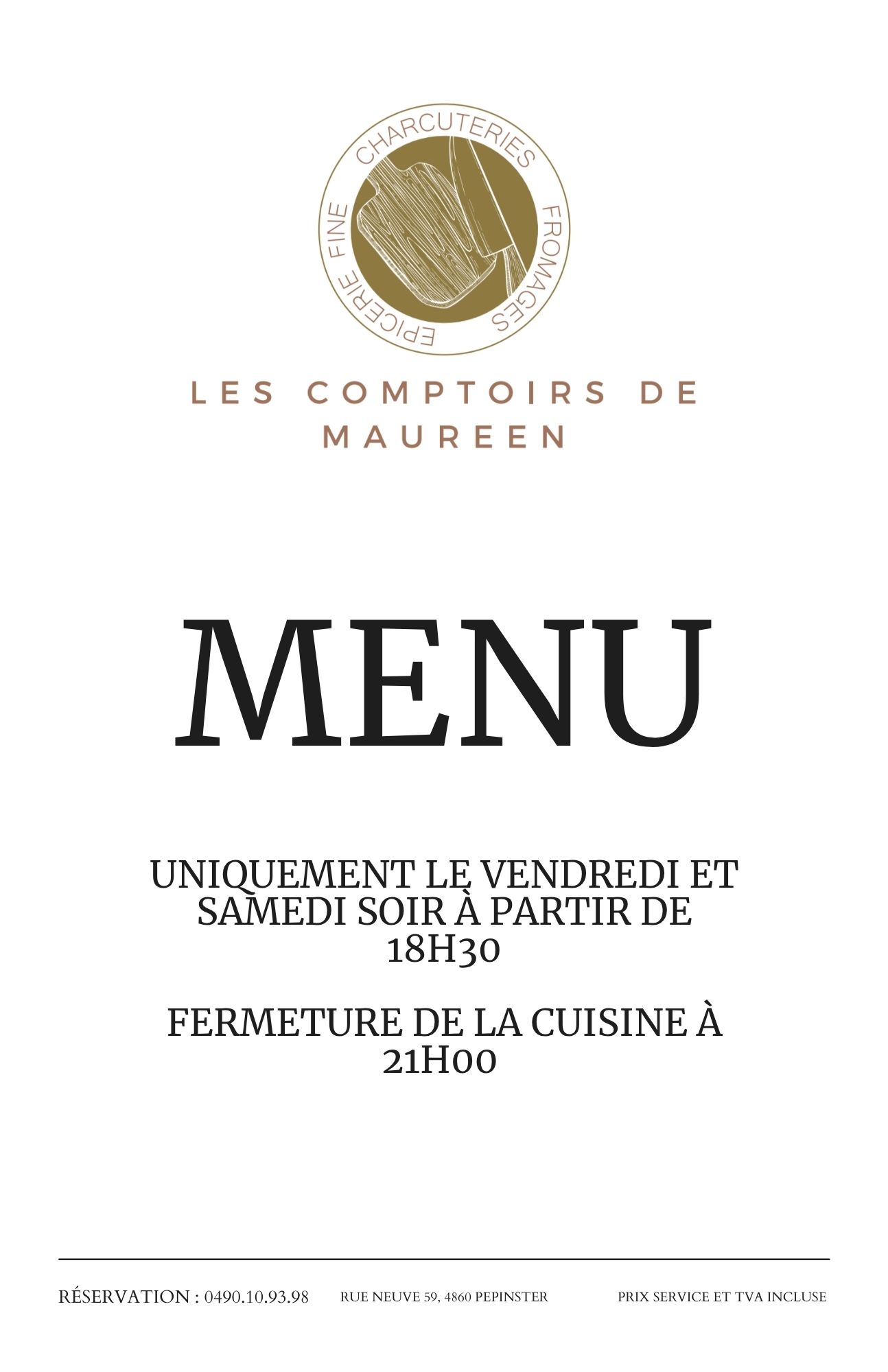 Menu du soir