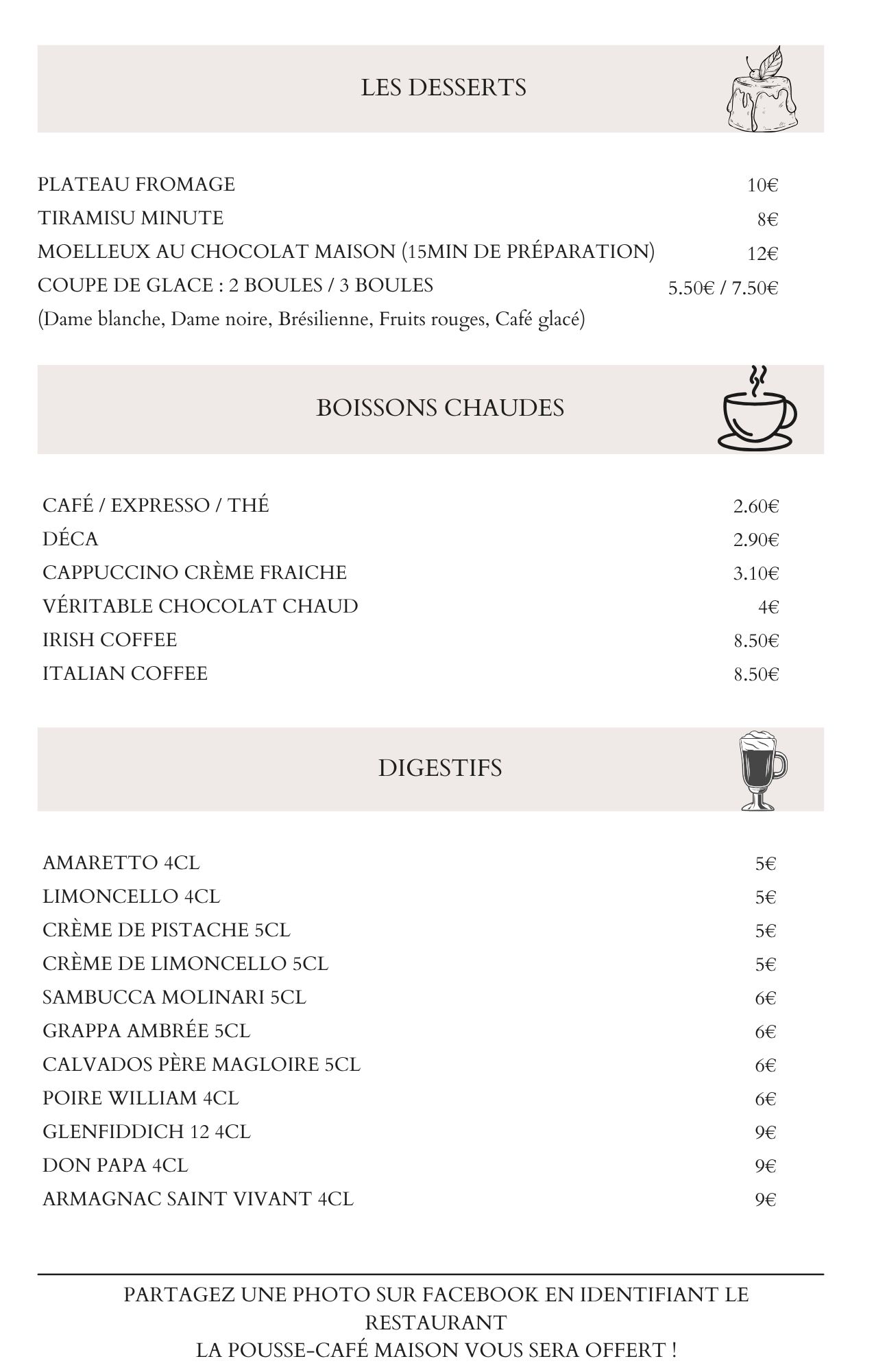 Menu du soir 2